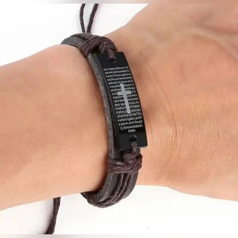 Black and Silver Men's Prayer Bracelet